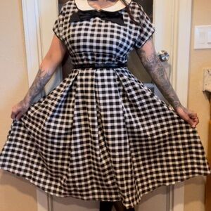 Classic Black and White Checkered Dress
